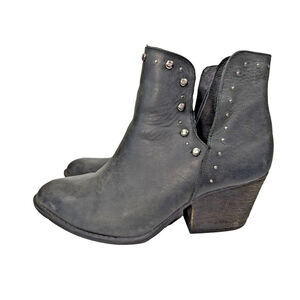 Musse & Cloud Aster Cutout Stud Ankle Boots Size 10 Black Biker Grunge Rock